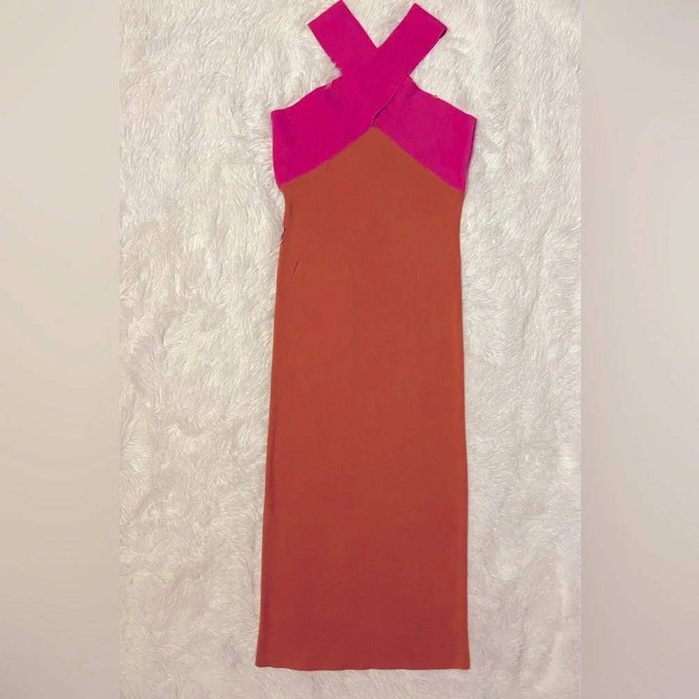 LE SUPERBE Color block Midi Dress - Picture 4 of 7
